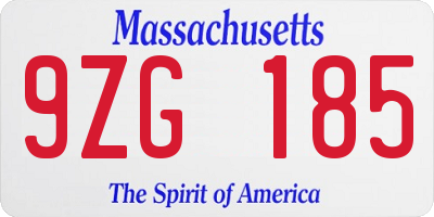 MA license plate 9ZG185