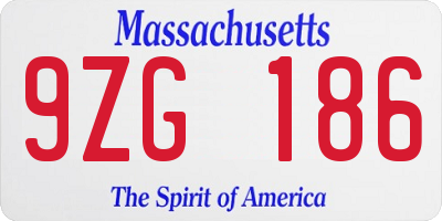 MA license plate 9ZG186