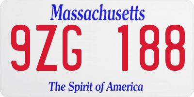 MA license plate 9ZG188