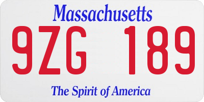 MA license plate 9ZG189