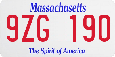 MA license plate 9ZG190