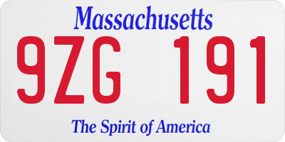 MA license plate 9ZG191