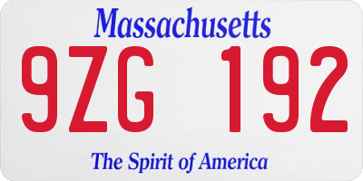 MA license plate 9ZG192