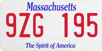 MA license plate 9ZG195