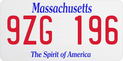 MA license plate 9ZG196