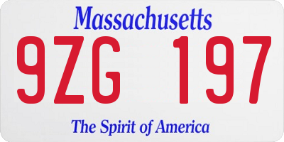 MA license plate 9ZG197