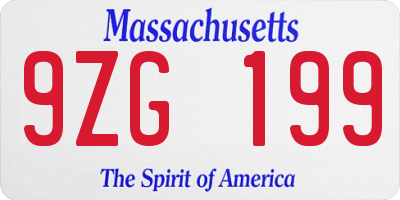 MA license plate 9ZG199