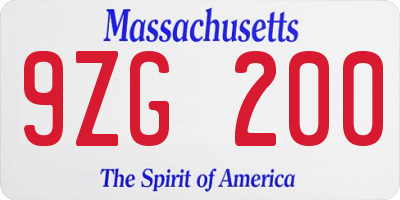 MA license plate 9ZG200