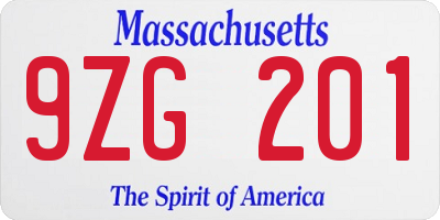 MA license plate 9ZG201