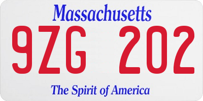 MA license plate 9ZG202