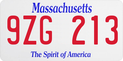 MA license plate 9ZG213