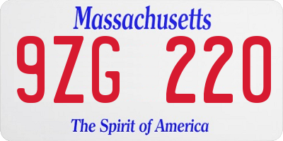 MA license plate 9ZG220