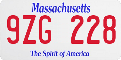 MA license plate 9ZG228