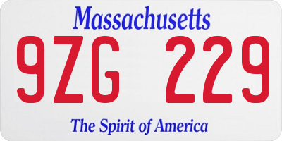 MA license plate 9ZG229