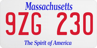 MA license plate 9ZG230