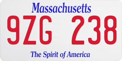 MA license plate 9ZG238