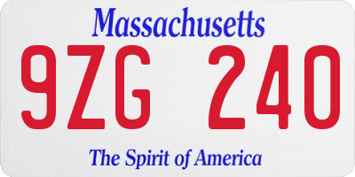 MA license plate 9ZG240
