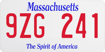 MA license plate 9ZG241