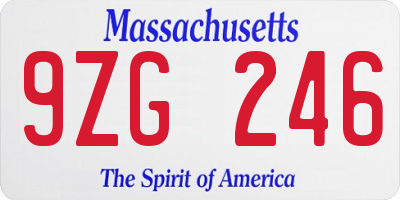 MA license plate 9ZG246