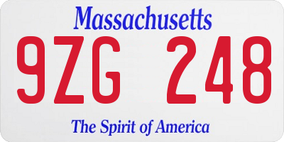 MA license plate 9ZG248