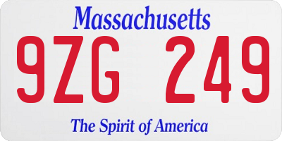 MA license plate 9ZG249