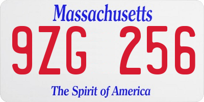 MA license plate 9ZG256