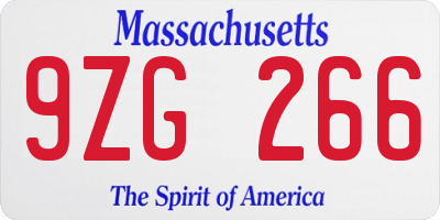 MA license plate 9ZG266