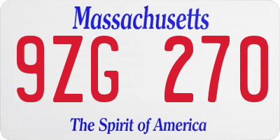 MA license plate 9ZG270