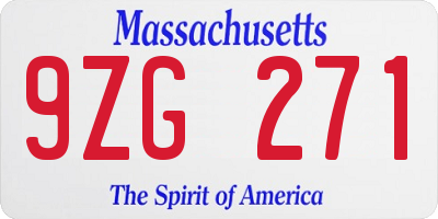 MA license plate 9ZG271