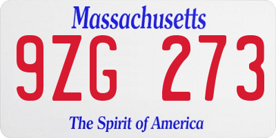 MA license plate 9ZG273