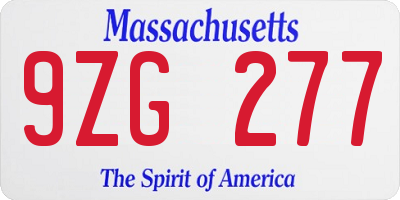 MA license plate 9ZG277