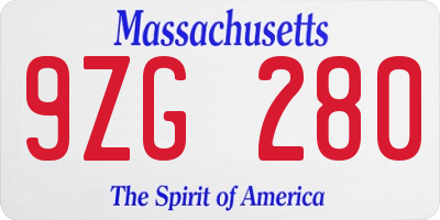 MA license plate 9ZG280