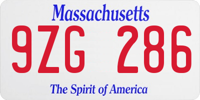 MA license plate 9ZG286