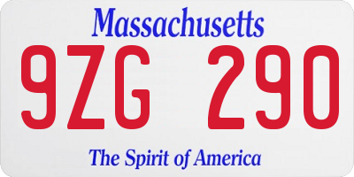 MA license plate 9ZG290