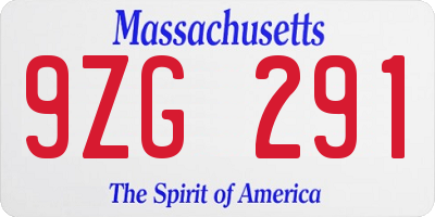 MA license plate 9ZG291