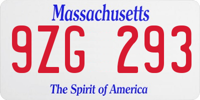 MA license plate 9ZG293