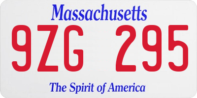MA license plate 9ZG295