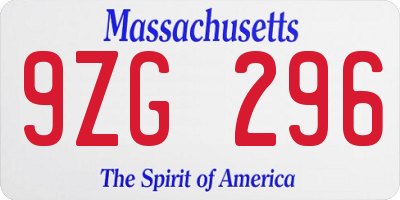 MA license plate 9ZG296