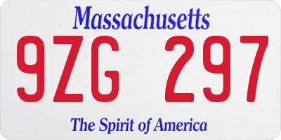 MA license plate 9ZG297