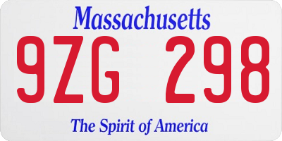 MA license plate 9ZG298