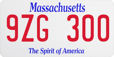 MA license plate 9ZG300