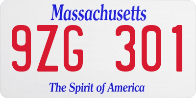 MA license plate 9ZG301