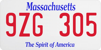 MA license plate 9ZG305