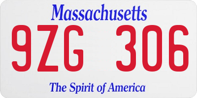 MA license plate 9ZG306