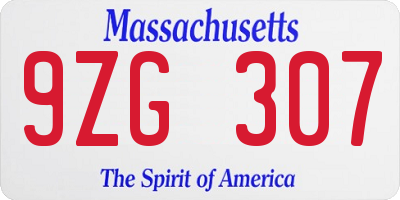 MA license plate 9ZG307