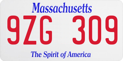 MA license plate 9ZG309