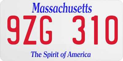 MA license plate 9ZG310