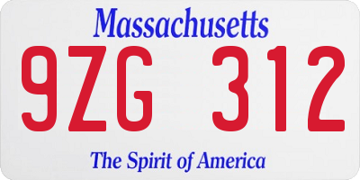 MA license plate 9ZG312