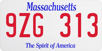 MA license plate 9ZG313