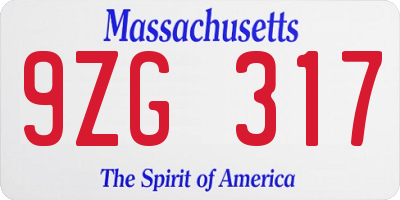 MA license plate 9ZG317
